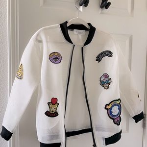 Korean fashion unique white mesh jacket